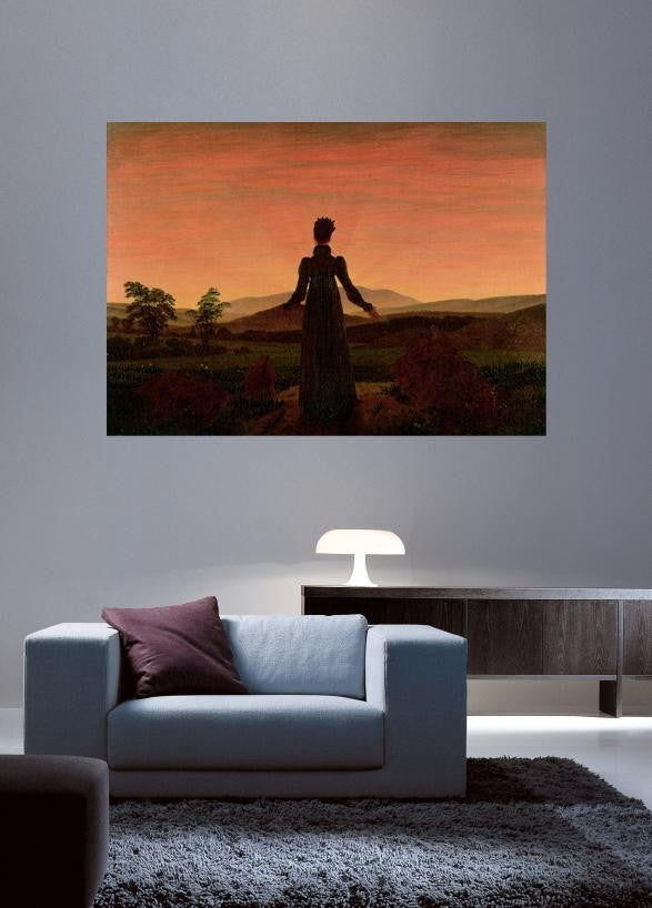 Friedrich "Woman at Dawn" (19th) Glossy Poster