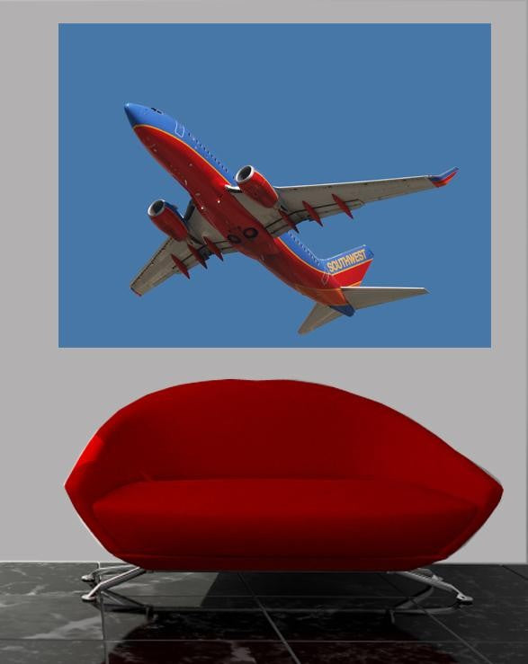 Chibi Southwest 737 Flyover Glossy Poster