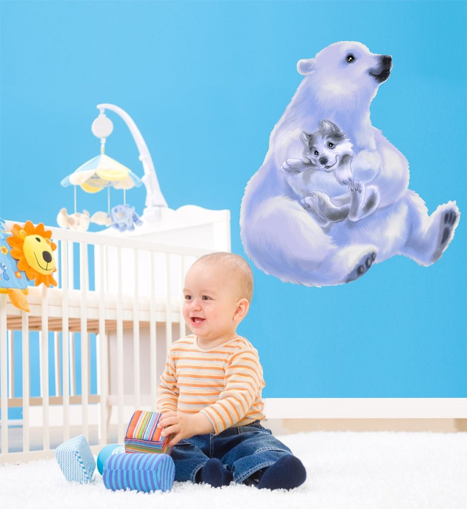 Murals2Go Polar Bear w/Wolf Wall Decal Cutout