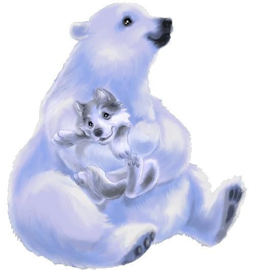 Murals2Go Polar Bear w/Wolf Wall Decal Cutout