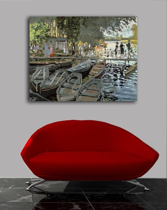 Monet "Bathers at La Grenouillere" (1869) Canvas Installed