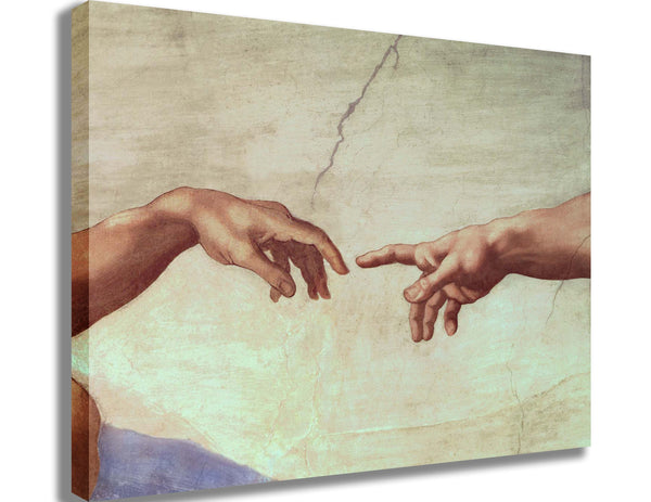 Michelangelo "Hands of God and Adam" (1511) Canvas Printed
