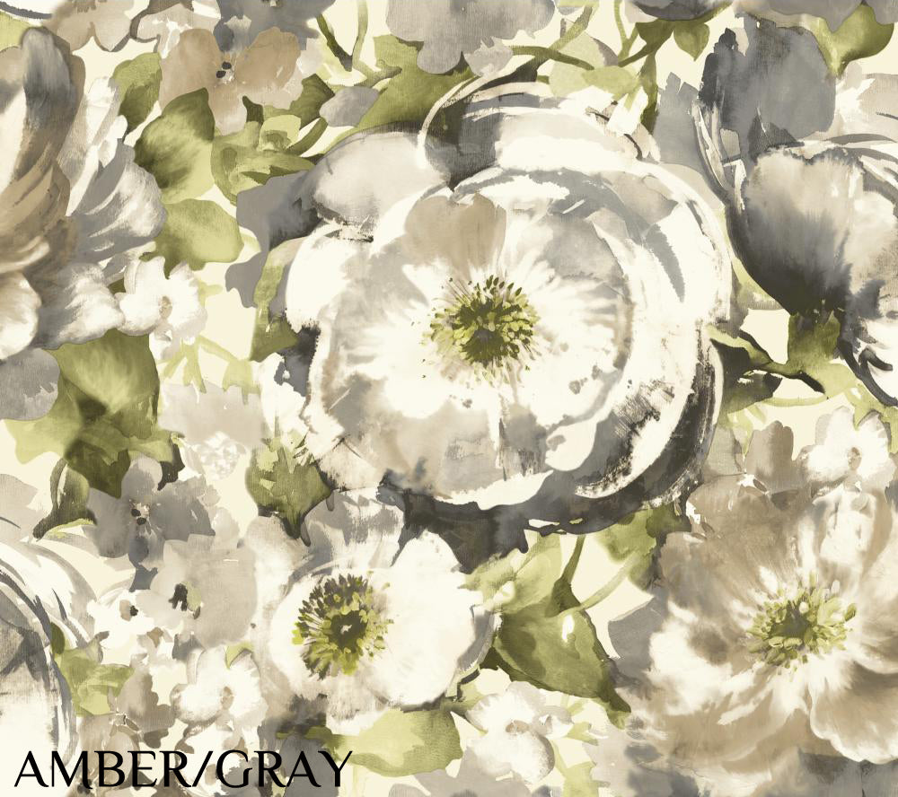 Carey Lind Designs "Watercolor Poppy" Amber/Gray Wallpaper