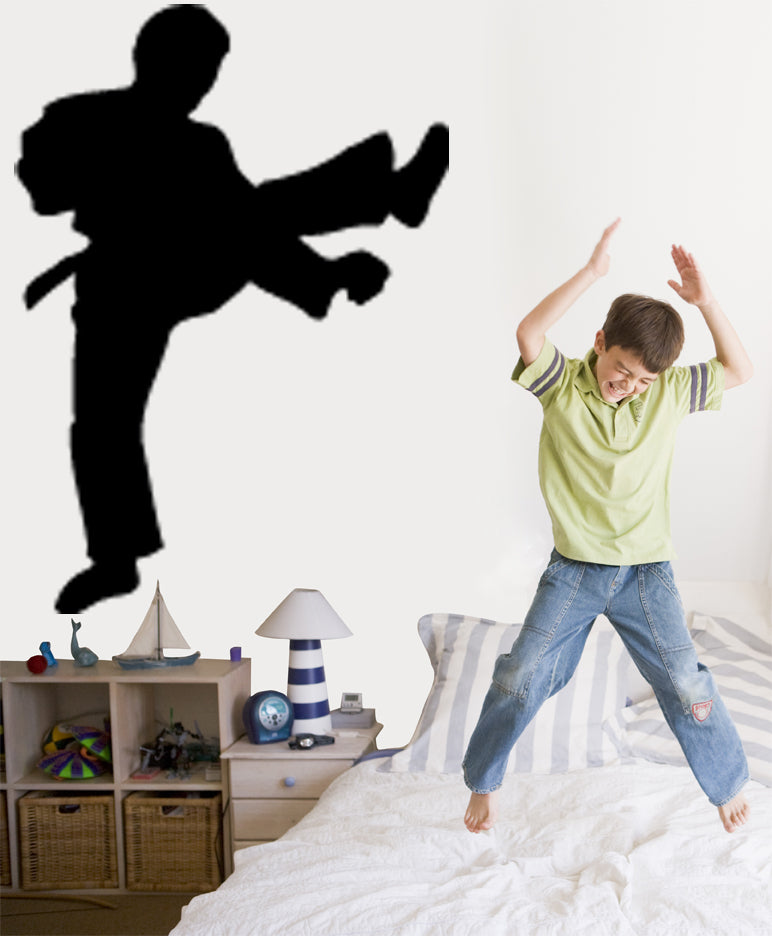 Martial Arts Kicking Silhouette Wall Decal Cutout Installed
