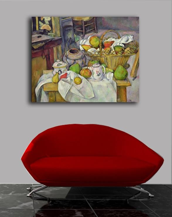 Cezanne "Still Life with Basket" (19th) Canvas Installed