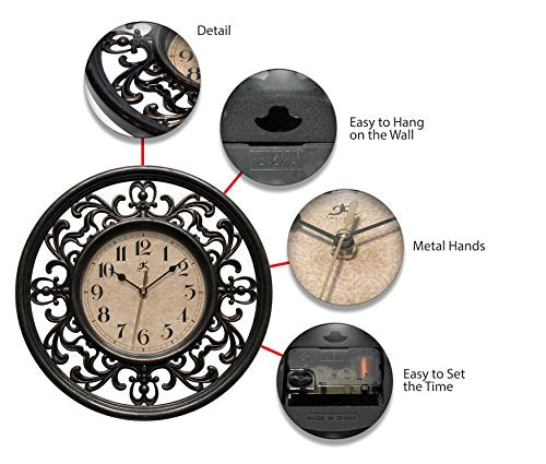 Infinity Instruments Sofia 12" Silent Sweep Wall Clock Features