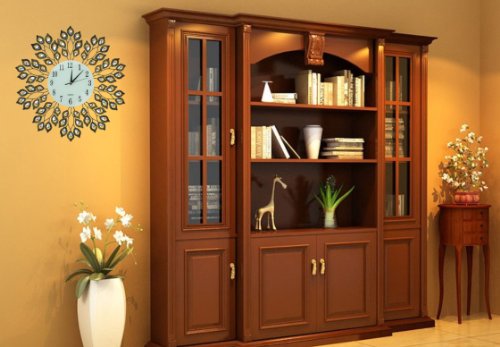 Lulu Decor 25" Decorative Leaf Metal Wall Clock Installed3