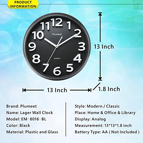 Plumeet 13" Silent Wall Clock Size