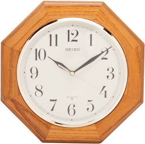 Seiko Solid Oak Wall Clock 14"x13"