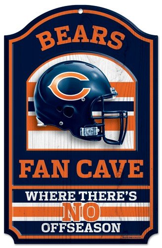 NFL Chicago Bears Fan Cave Wood Sign, 11" x 17"