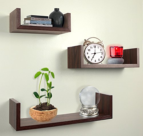Greenco Floating U Shelves (Set of 3, 5 Variants) Installed