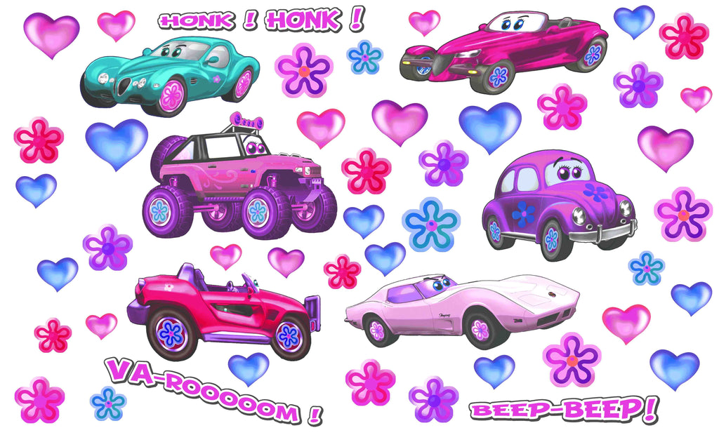 Murals2Go Girl Cars Multi-Pak Wall Decals