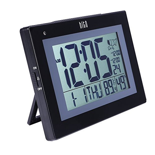 HITO Large Atomic Self-setting Digital Wall Clock w/ Stand 10"x7.5" Angle