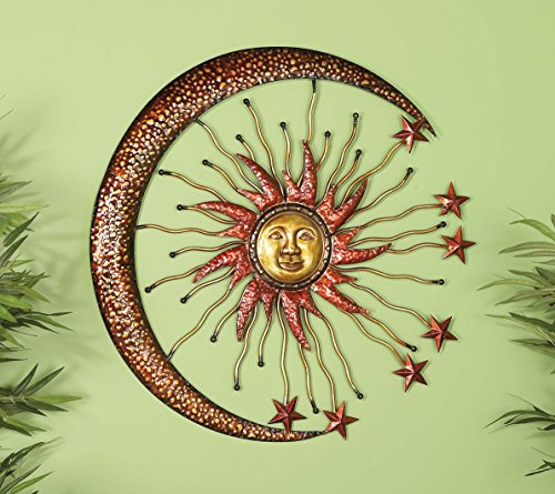 Deco 36" Metal Sun Moon Wall Decor Installed