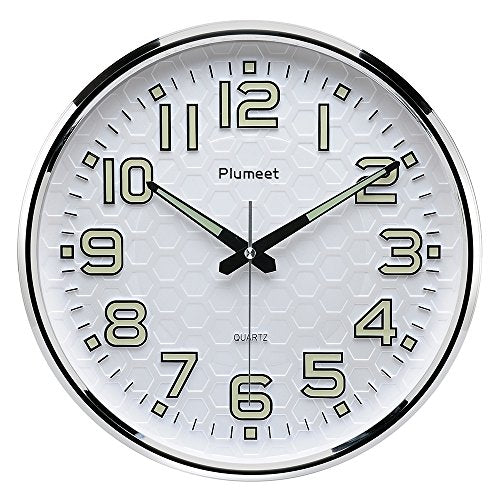 Plumeet 13" Silent Wall Clock with Night Lights