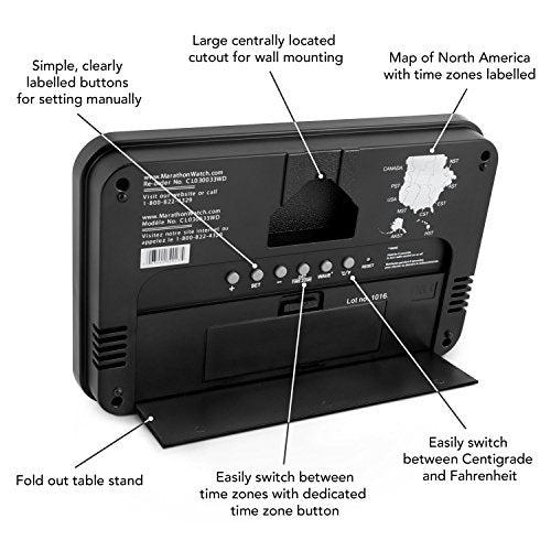 MARATHON Atomic Self-setting Self-adjusting Wall Clock 9"x5.6" Back