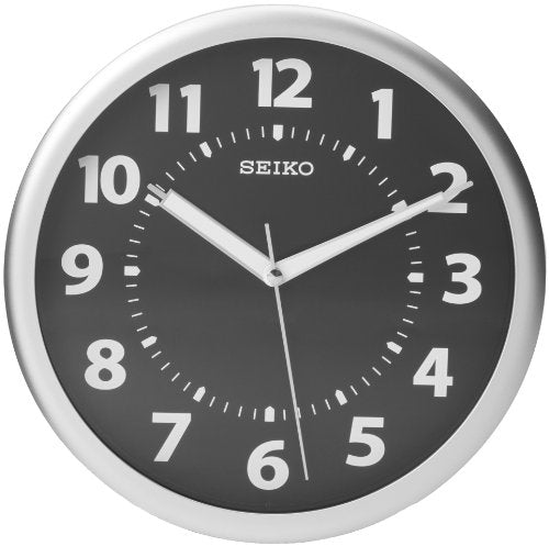 Seiko 12" Silver-Tone Metallic Case Luminous Numerals Wall Clock