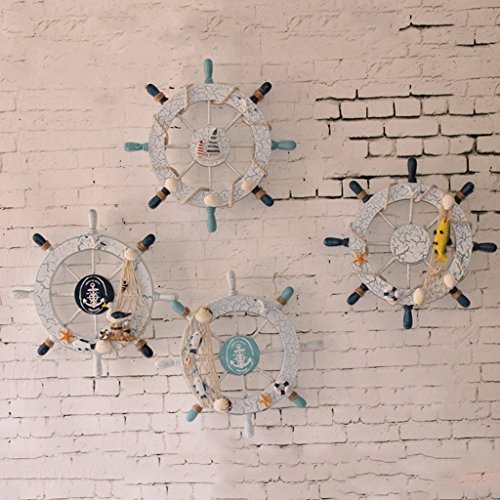 Rienar Nautical Beach Wooden Boat Ship Steering Wheel 10.5" x 10.5" Installed