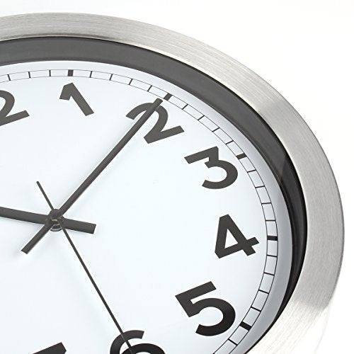 Hippih 12" Non-Ticking Decorative Silver Aluminium Wall Clock Magnify2