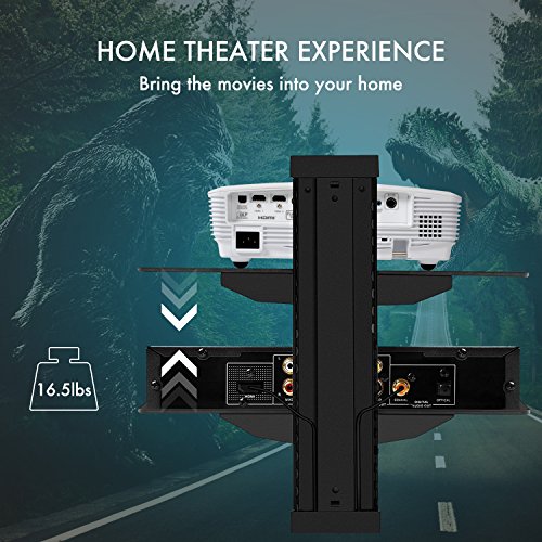 PERLESMITH Double Floating Wall Mount Shelf w/Tempered Glass Shelves Features