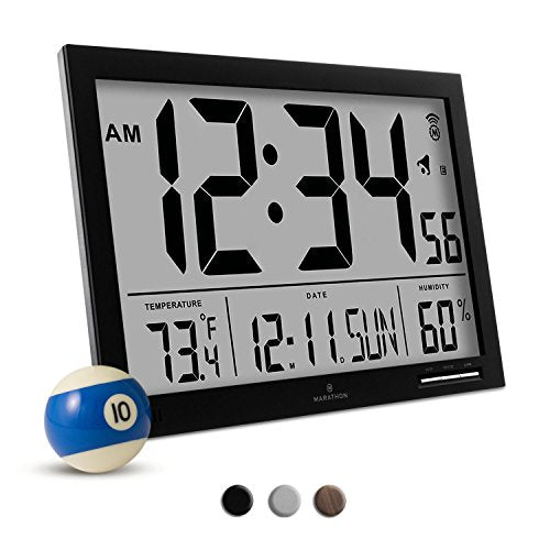MARATHON Slim-Jumbo Atomic Digital Wall Clock 14.5"x9"