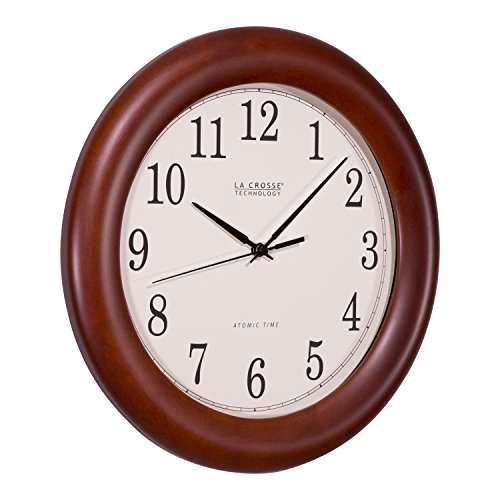 La Crosse Technology 12.5" Wood Atomic Analog Clock Angle2