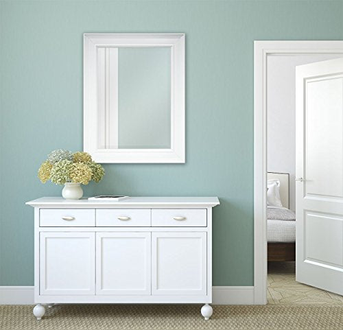 MCS Beveled Mirror, 21.5"x27.5" White Installed2