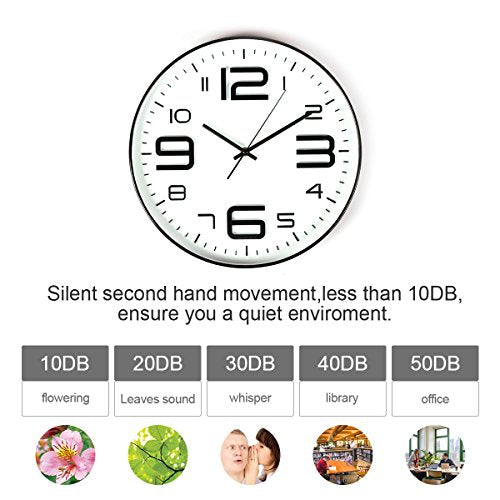 SonYo 10" Big 3D Number Blackedge Quartz Wall Clock Features