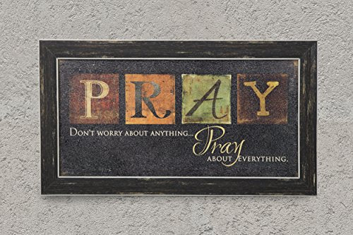 Premium Home Country Inspirational Marla Rae "Pray" Hanging Wall Art 11"x20" Installed2