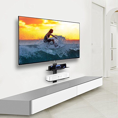 PERLESMITH Double Floating Wall Mount Shelf w/Tempered Glass Shelves Installed2