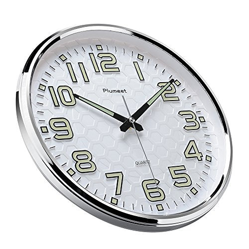 Plumeet 13" Silent Wall Clock with Night Lights Angle