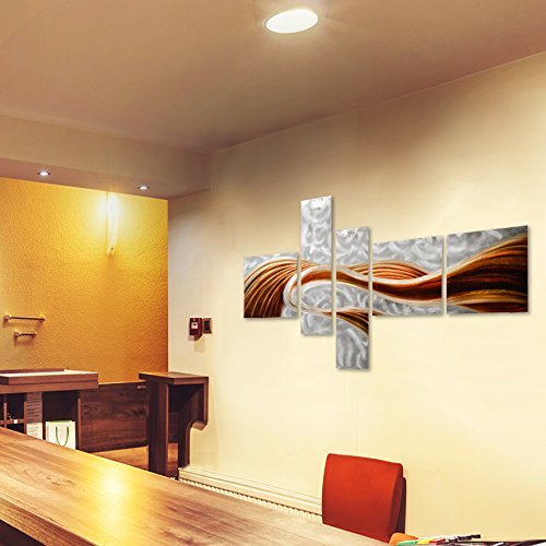 Pure Art Caramel Desire Contemporary Metal Artwork (Set of 5 Panels) 40"x69" Installed4