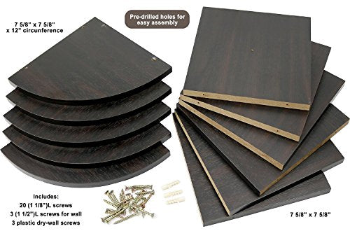 Greenco 5 Tier Wall Mount Corner Shelves 7.75"x48.5" Parts