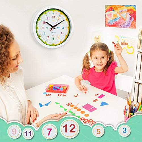 Time Telling Teacher Children's 12.5" Silent Wall Clock Installed3
