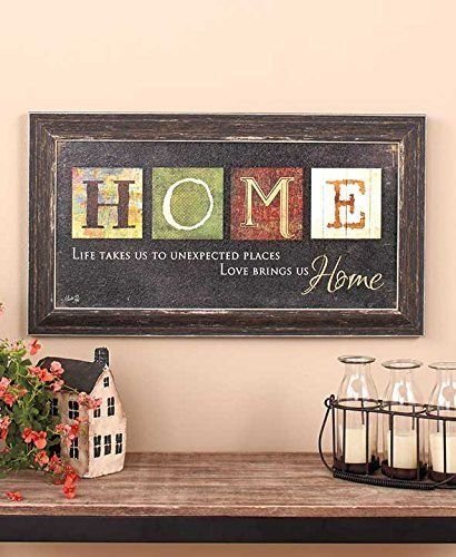 Premium Home Country Inspirational Marla Rae "Home" Hanging Wall Art 11" x 20" Installed