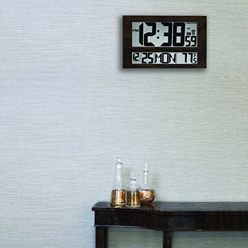 MARATHON Commercial Grade Jumbo Atomic Wall Clock in Wood Tone (4 colors) Installed