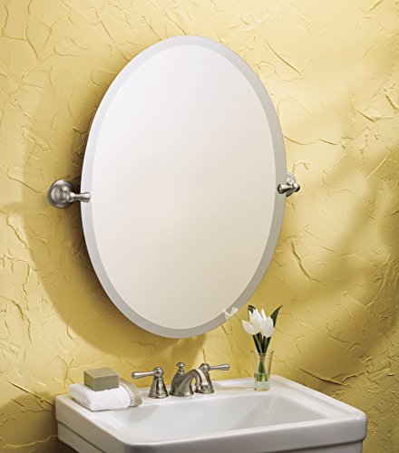 Moen Sage Bathroom Oval Tilting Mirror, 22" x 26" Installed2