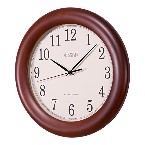 La Crosse Technology 12.5" Wood Atomic Analog Clock Angle