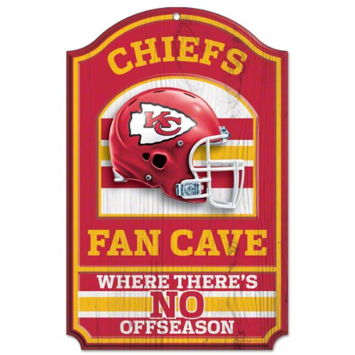 NFL Kansas City Chiefs Fan Cave Wood Sign, 11" x 17"