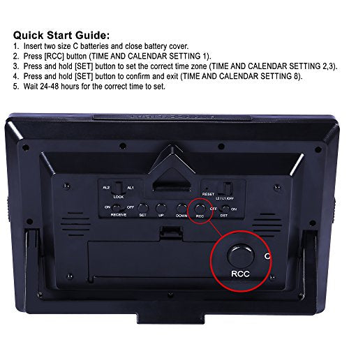 HITO Large Atomic Self-setting Digital Wall Clock w/ Stand 10"x7.5" Instructions