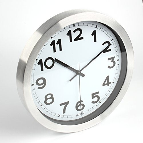 Hippih 12" Non-Ticking Decorative Silver Aluminium Wall Clock Angle
