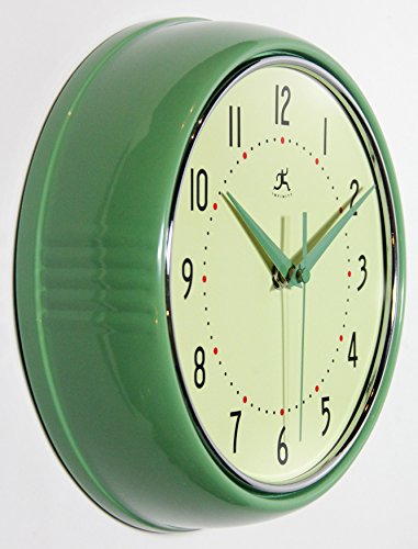 Infinity Instruments Retro 9.5" Round Metal Wall Clock Angle