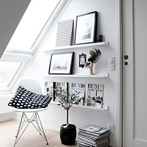 WALLNITURE Modern Design Floating Wall Mount Shelf 3.5"x46" Installed3