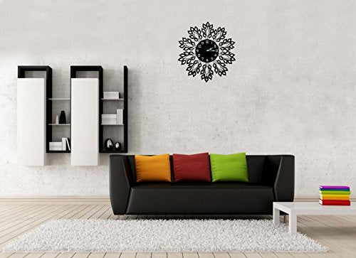 Lulu Decor 25" Decorative Black Leaf Metal Wall Clock Installed5