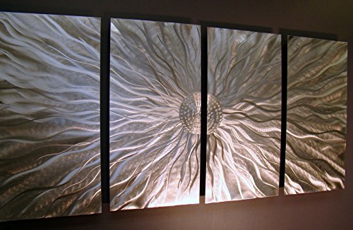 Jon Allen Silver Abstract Metal Wall Art 24"x51" Installed3