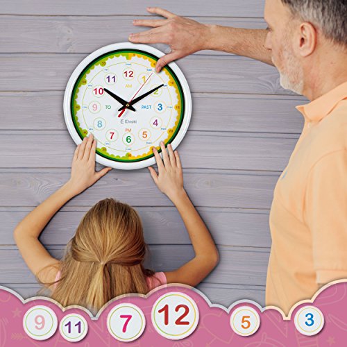 Time Telling Teacher Children's 12.5" Silent Wall Clock Installed2