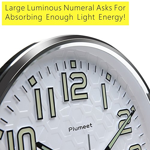 Plumeet 13" Silent Wall Clock with Night Lights Magnify