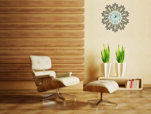 Lulu Decor 25" Decorative Leaf Metal Wall Clock Installed7