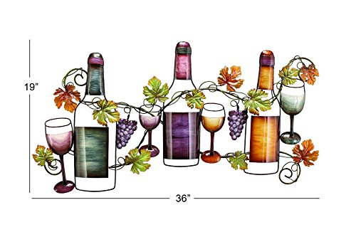 Deco Metal Wine Wall Decor 19"x36" Size