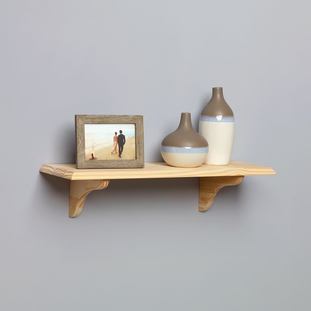 Shelf-Made Wood Shelf Kit 8"x24" Unfinished Installed